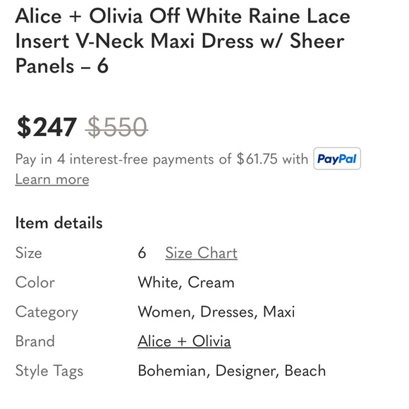 Alice & Olivia off-white Raine Maxi Dress Lace, comfortable, Wedding/PROM 6 - Picture 5 of 5
